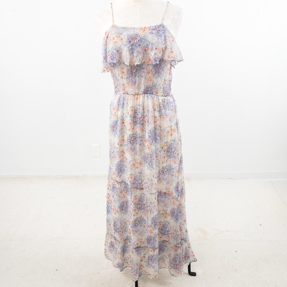 Vintage 90s Joie L Easter Dress Silk Floral Printed Long Maxi Sundress